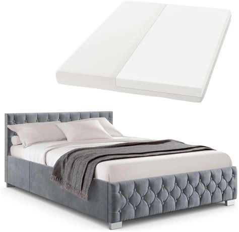 Juskys Lit Rembourr Nizza X Cm Avec Matelas Cadre De Lit