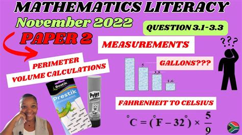 Grade 12 Mathematical Literacy Paper 2 November 2022 Question 3 1 3 3 Youtube