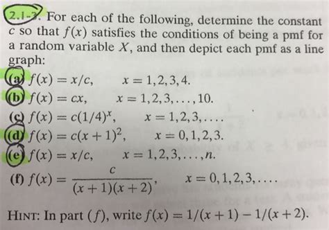 Solved For Each Of The Following Determine The Constant C