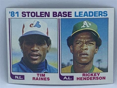 1982 Topps Baseball Stolen Base Ldrs 164 Henderson Raines NM MT Or