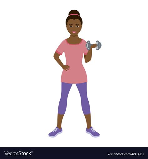 Happy Fitness African American Woman Icon Vector Image