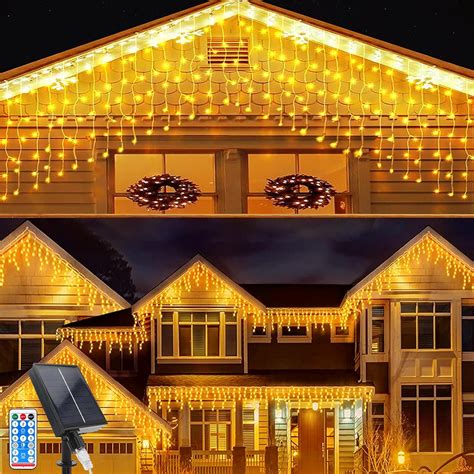 Acxilexy Solar Icicle String Lights Outdoor Ft Leds Christmas