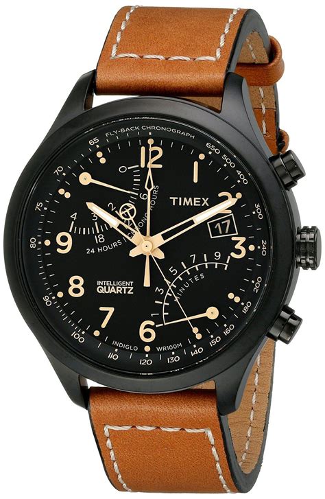 Timex Intelligent Quartz Fly Back Chronograph Watch Brown Leather