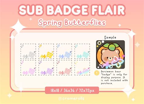 Spring Butterflies Twitch Sub Badge Flair Bit Badges Etsy