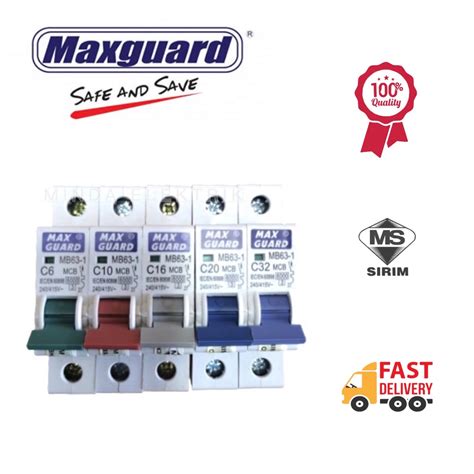 Maxguard 1Pole MCB 6ka 6A 10A 16A 20A 32A SIRIM Approved Shopee Malaysia