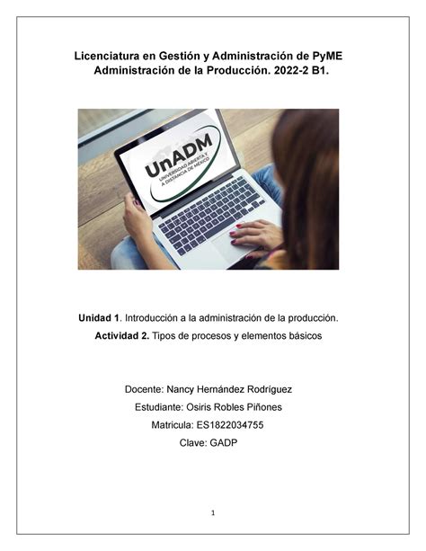 GADP U1 A2 OSRP GADP U1 A2 Licenciatura en Gestión y Administración