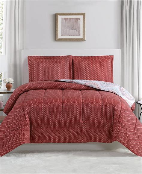 Pem America Medali 3 Pc Reversible Twin Comforter Set Created For Macys Macys