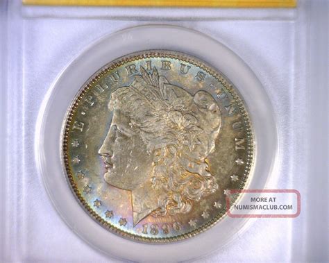 Ms63 Anacs Beautifully Toned 1896 Vam 1 Morgan Silver Dollar U. S. Coin ...