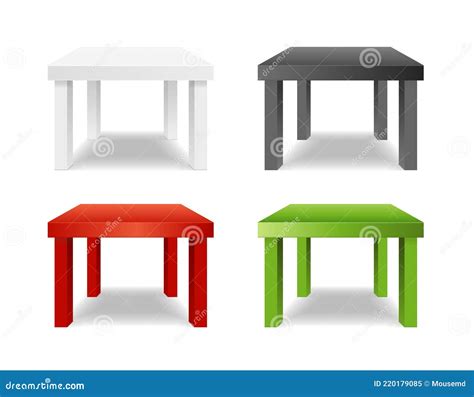 Realistic Detailed 3d Different Color Table Set Vector Stock Vector