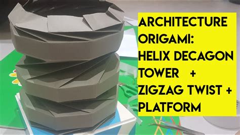 Tutorial 3d Origami Architecture Tower Paper Helix Decagon Tower Zigzag