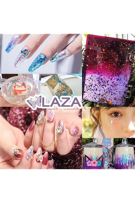 Laza 12 Colors Holographic Chunky Glitter Mixed Ultra Fine Glitter