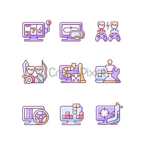 Simuladores En Línea Rgb Iconos De Color Conjunto Vector De Stock