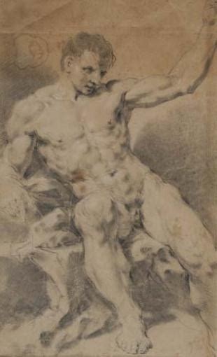 Pietro Dandini Seated Male Nude With Raised Left Arm MutualArt