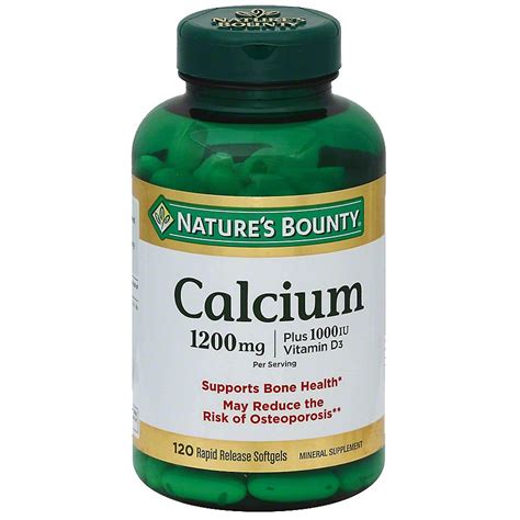 Natures Bounty Calcium 1200 Mg Plus Vitamin D3 1000 Iu Dietary Supplement Softgels Walgreens