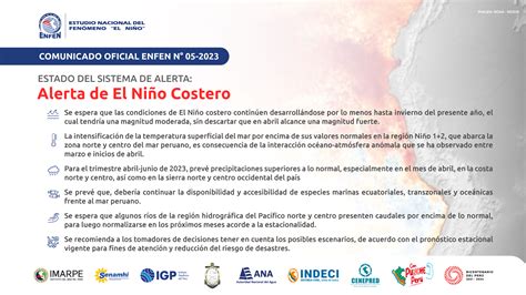 Comunicado Oficial ENFEN N 05 2023 Estado Del Sistema De Alerta