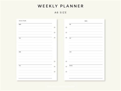 Weekly Planner Printable Week On Two Pages Weekly Planner Insert Weekly