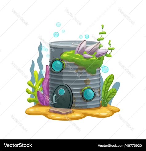 Cartoon Underwater Tin Can Fairy House Building Vector Image