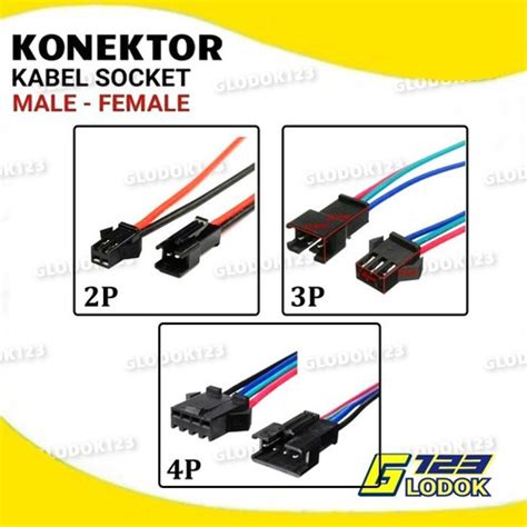 Jual Kabel Soket Konektor Socket Male Female Led Strip Dc Jst Sm