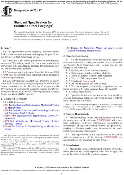 Astm A Standard Specification For Stainless Steel Forgings