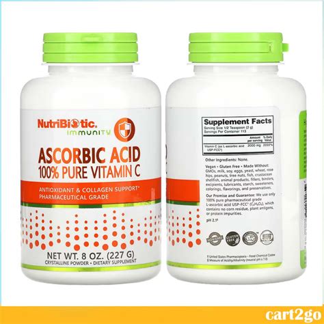 Nutribiotic Immunity Ascorbic Acid 100 Pure Vitamin C Crystalline