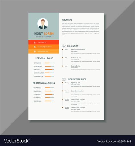 Minimalist design resume template Royalty Free Vector Image