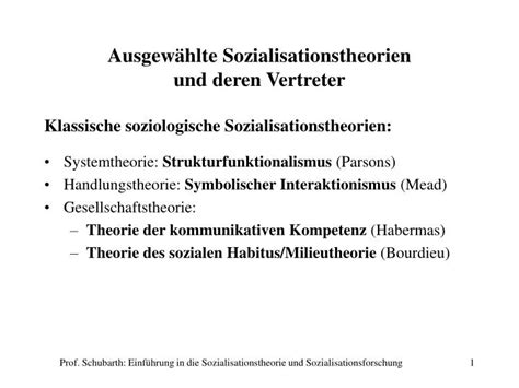 PPT Ausgewählte Sozialisationstheorien und deren Vertreter PowerPoint