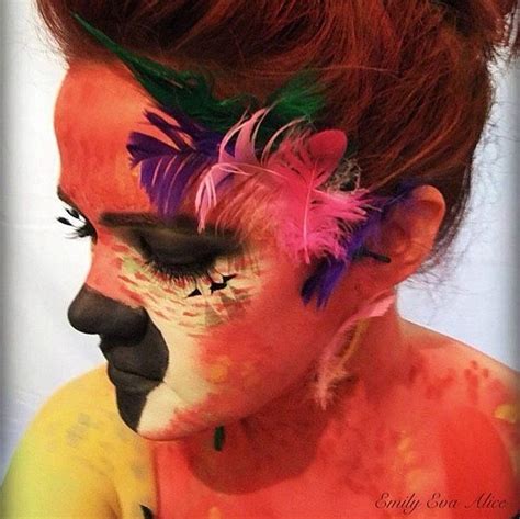 Parrot Tropical Bird Body Painting Using Snazaroo Face Paints And