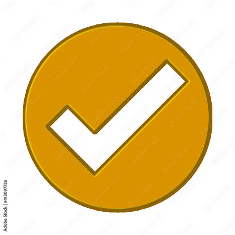 Approved Gold Check Mark Symbol Golden tick isolated on white ...