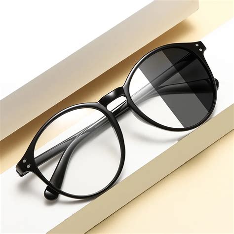 Fashion Retro Round Eyeglasses Frames Photochromic Blue Light Glasses