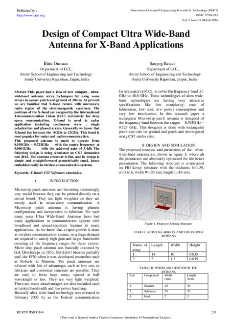 Pdf Ijert Design Of Compact Ultra Wide Band Antenna For X Band