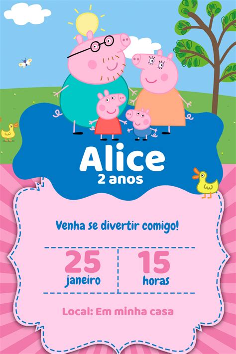 Fazer Convite Online Convite Digital Peppa Pig