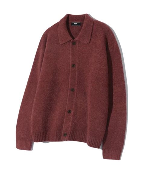 MUSINSA公式 TRILLION Wool booklet collar cardigan knit RED BROWN