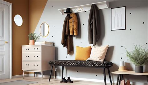 Premium AI Image | Stylish interior of modern hallway with bench clothes