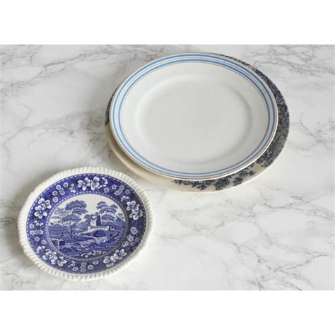 Vintage China Blue Plates - Set of 3 | Chairish