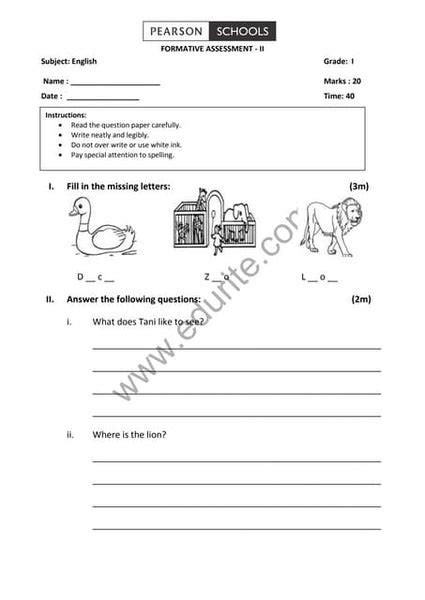 Class 2 Cbse English Question Paper Fa 1