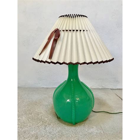 Vintage Green Murano Glass Table Lamp Italy 1950s