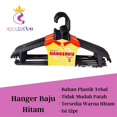 Jual Hanger Laundry Plastik Isi Pcs Gantungan Baju Hitam Warna