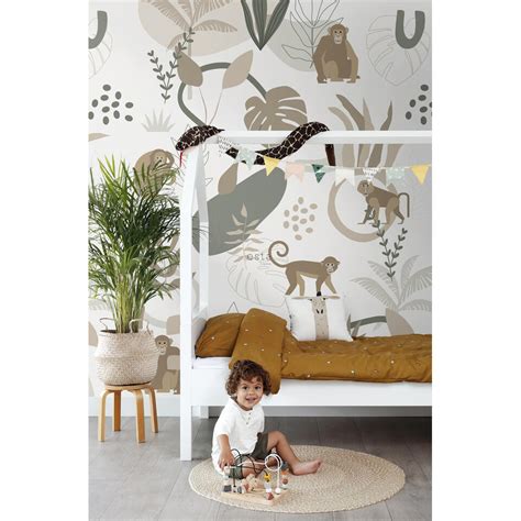 Estahome Fotobehang Jungle Apen Beige En Groen X Cm