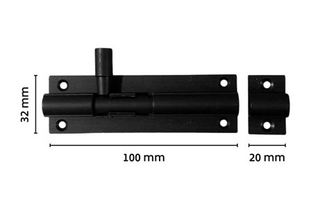 Trinco Ferrolho De Alumínio 10 Cm Preto Kit Com 2 Peças