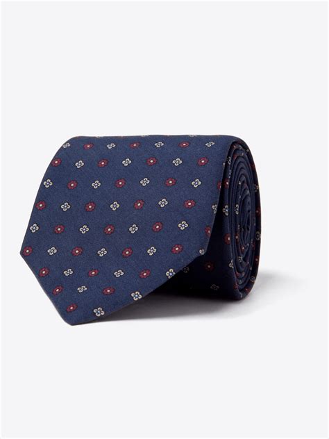 Navy Foulard Madder Silk Tie By Proper Cloth