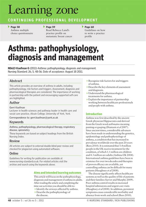 PDF Asthma Pathophysiology Diagnosis And Management