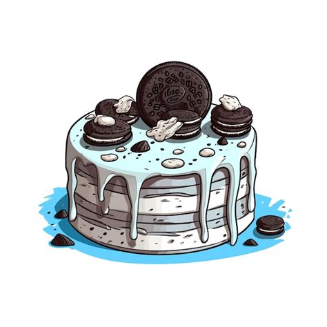 Kekse Und Sahne Mousse Kuchen Cartoon Vektor Illustration Premium Vektor