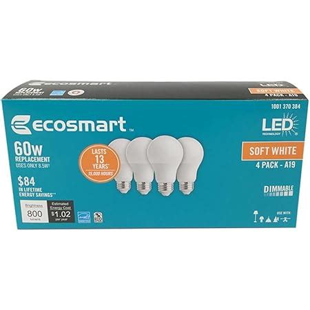 Ecosmart W Equivalent Soft White A Energy Star And Dimmable Led