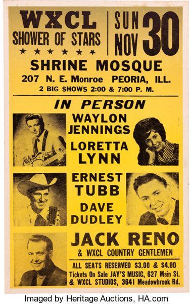 Waylon Jenningsloretta Lynn Shrine Mosque Concert Poster Lot 89249