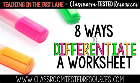 8 Ways To Differentiate A Worksheet Differentiated Instruction