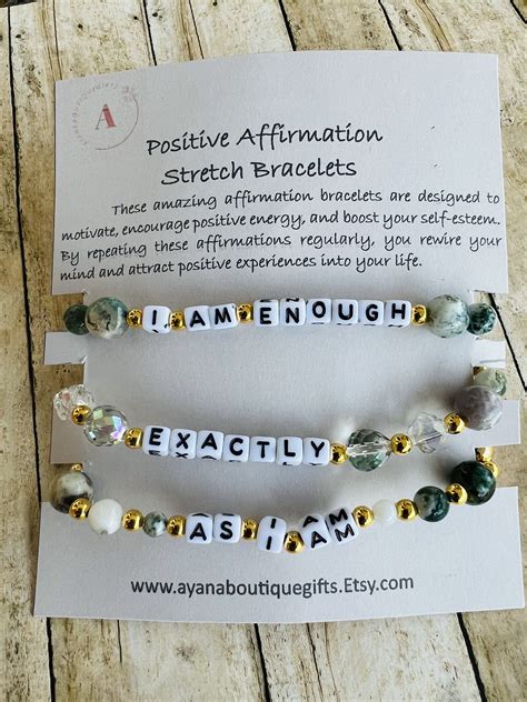 Positive Affirmation Beaded Stretch Bracelet Set Etsy In 2024