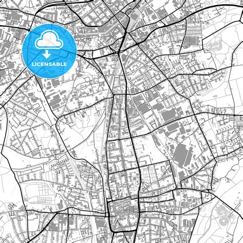 Mönchengladbach, Germany, vector map with buildings - HEBSTREITS