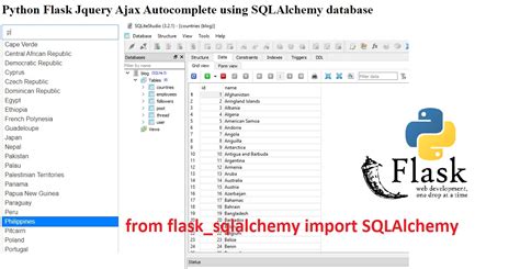 Python Flask Jquery Ajax Autocomplete Using Sqlalchemy Database Tutorial101