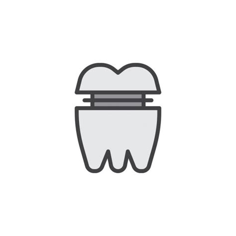 Dental Implant Tooth Line Icon Outline Vector Sign Linear Style Stock