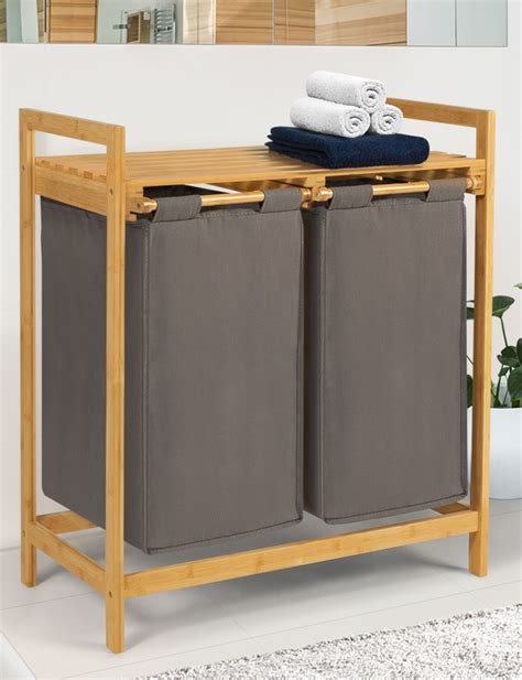 Panier A Linge Bambou Avec Tabouret Tabouret Rangement Litres X